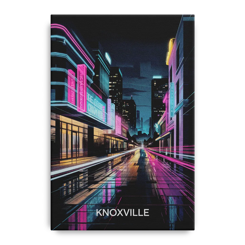 Knoxville Urban Night Lights Front - Canvas Wall Art