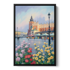 Krakow's Cloth Hall - Black Framed Canvas Wall Art - Front