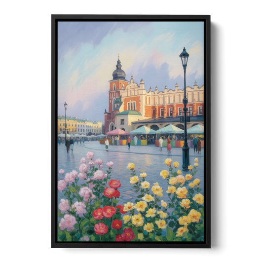 Krakow's Cloth Hall - Black Framed Canvas Wall Art - Front