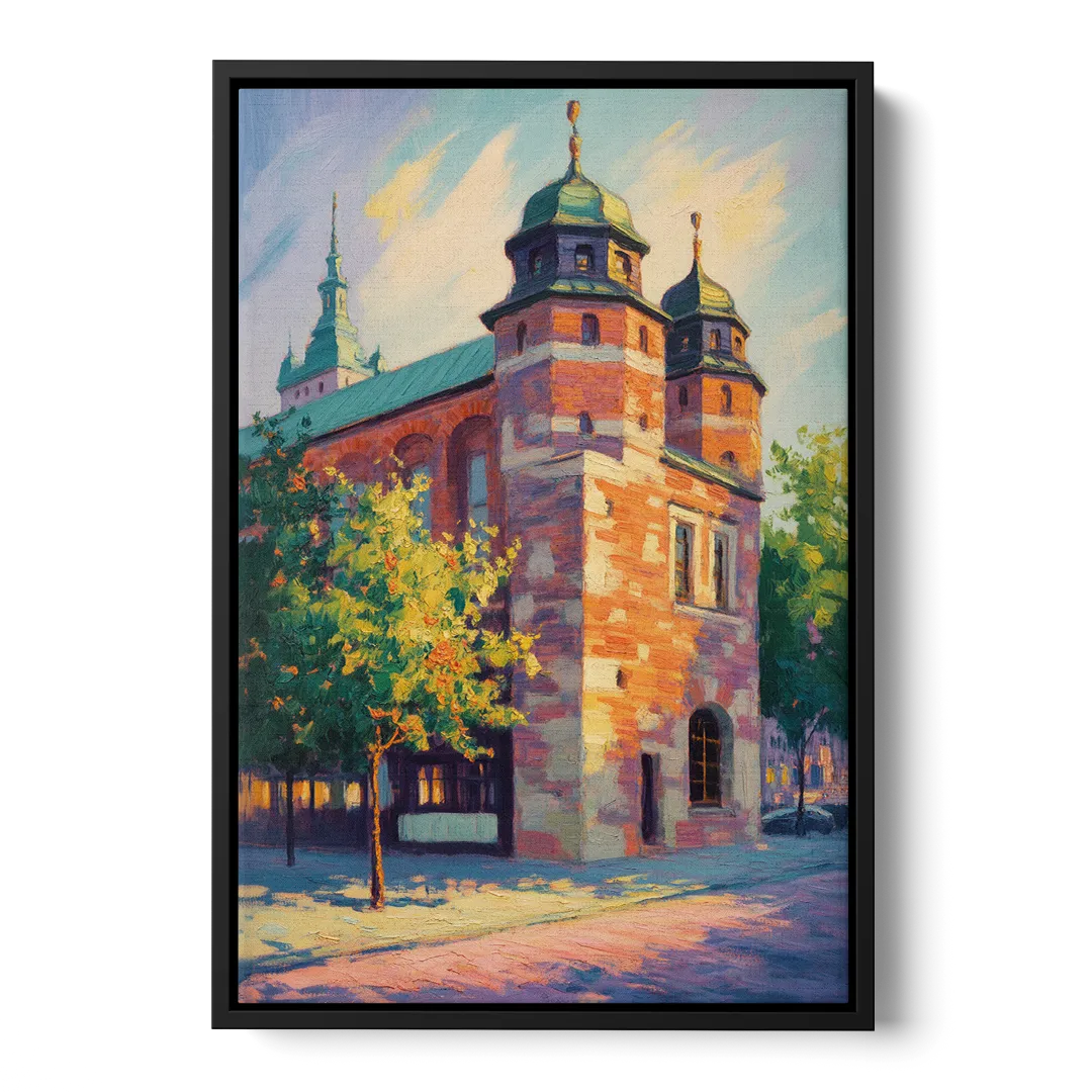 Krakow Barbican Front - Black Canvas Wall Art