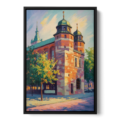 Krakow Barbican Front - Black Canvas Wall Art