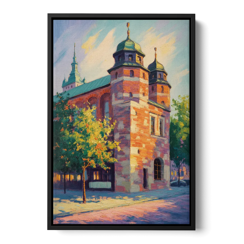 Krakow Barbican Front - Black Canvas Wall Art