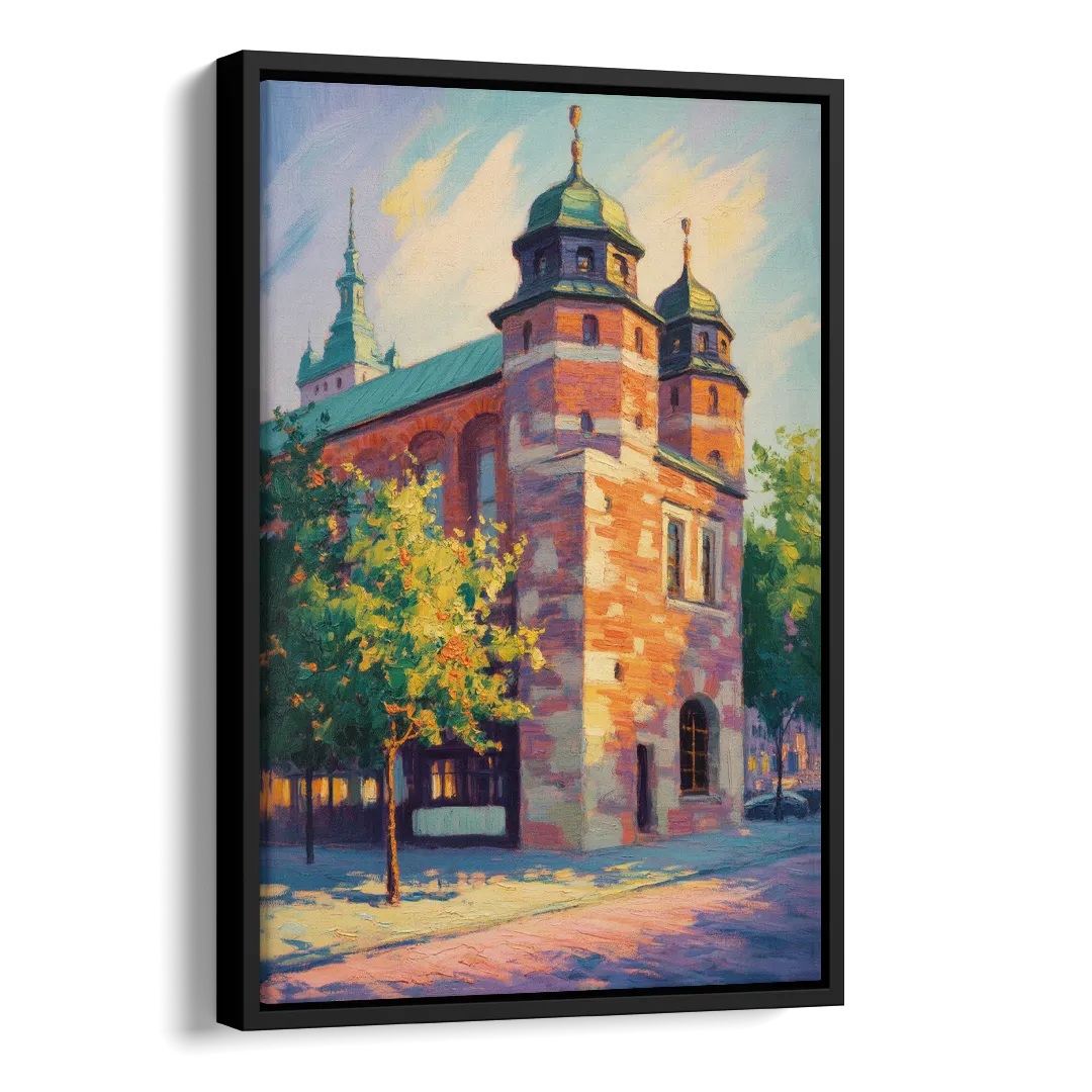 Krakow Barbican Side - Black Canvas Wall Art