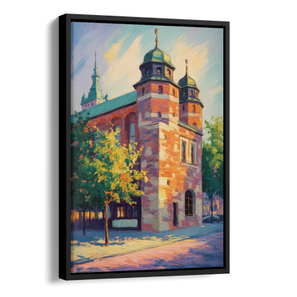 Krakow Barbican Side - Black Canvas Wall Art