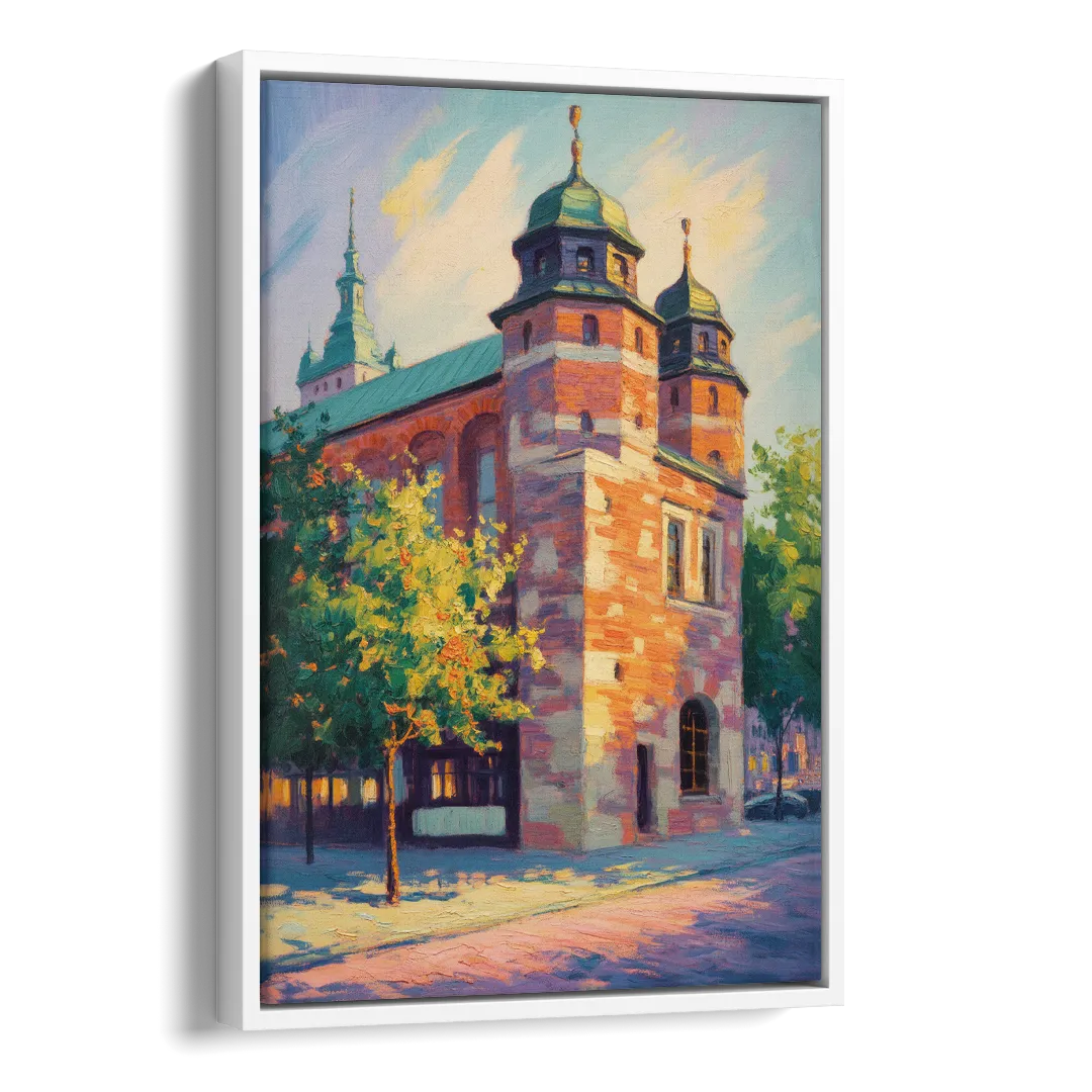Krakow Barbican Side - White Canvas Wall Art
