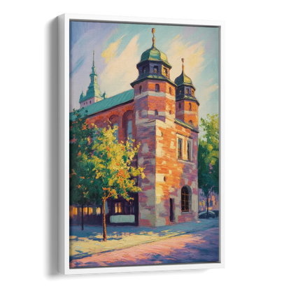 Krakow Barbican Side - White Canvas Wall Art
