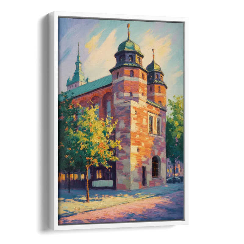 Krakow Barbican Side - White Canvas Wall Art