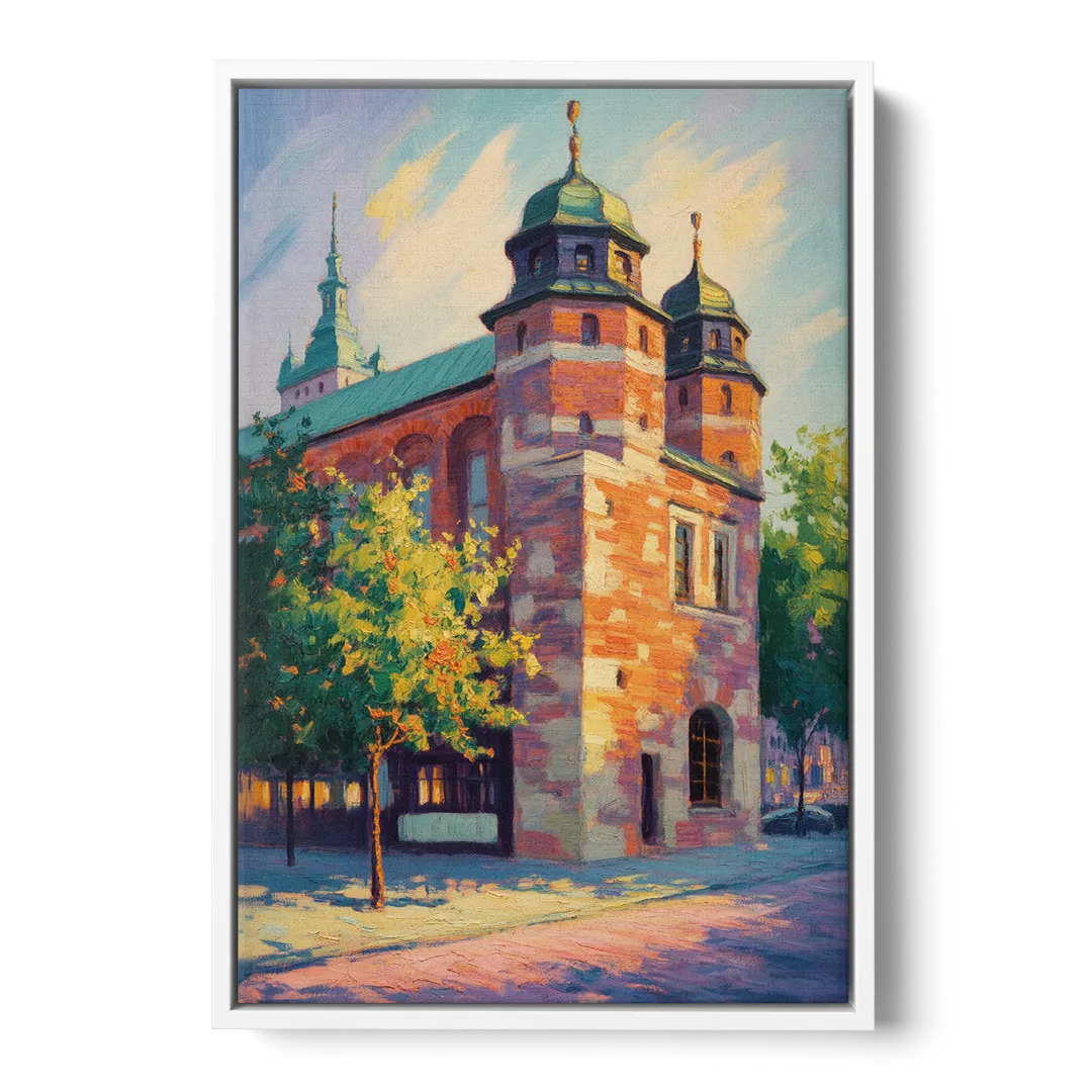 Krakow Barbican Front - White Canvas Wall Art