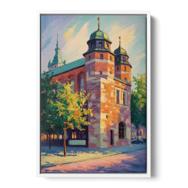 Krakow Barbican Front - White Canvas Wall Art
