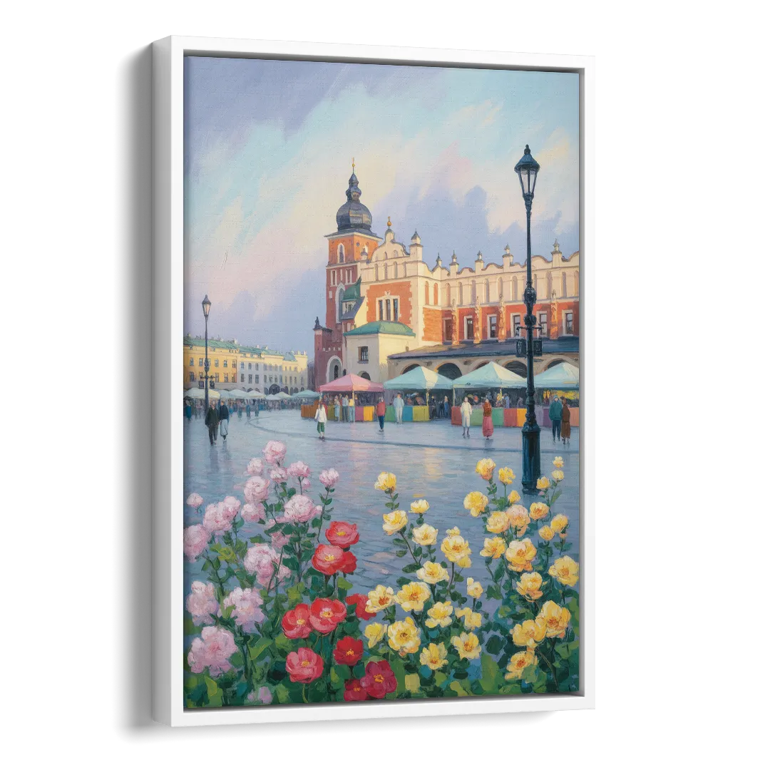 Krakow's Cloth Hall Side - White Canvas Wall Art