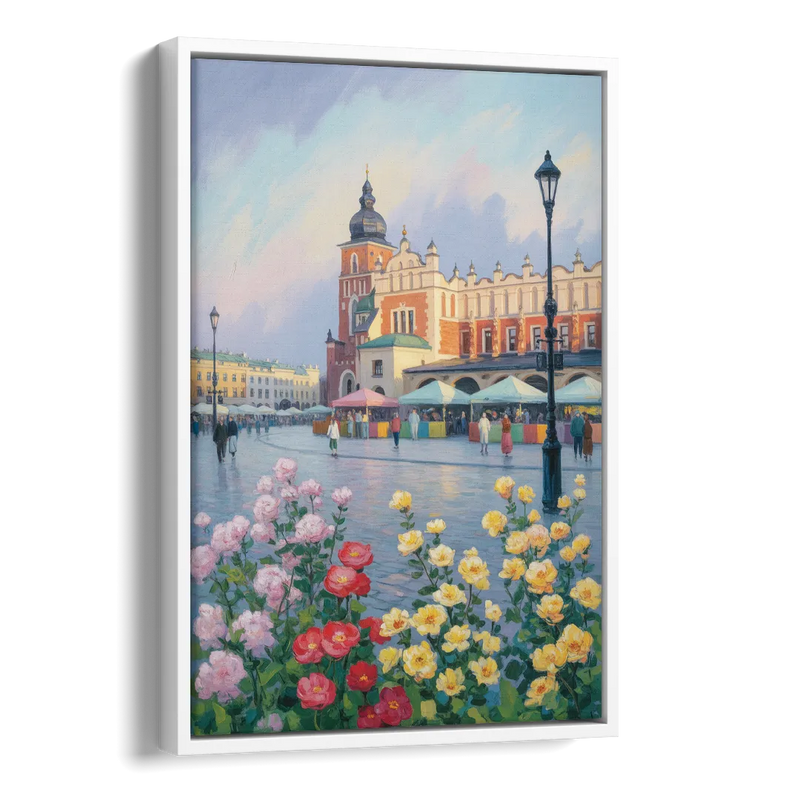 Krakow's Cloth Hall Side - White Canvas Wall Art