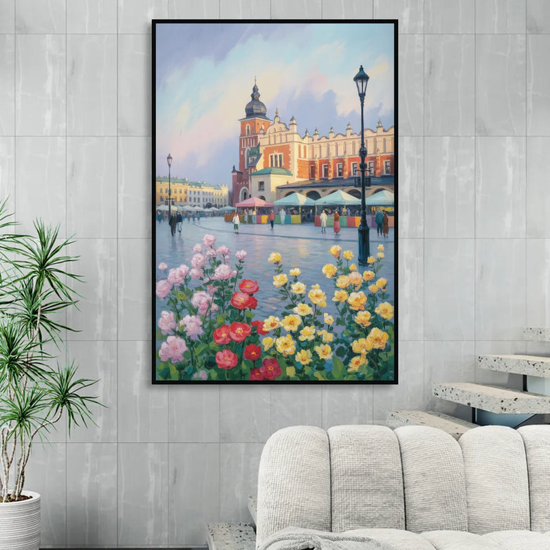 Krakow's Cloth Hall Sitting Room - Black Canvas Wall Art