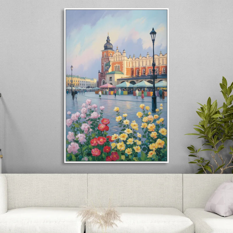 Krakow's Cloth Hall Sitting Room - White Canvas Wall Art
