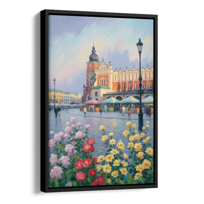 Krakow's Cloth Hall Side - Black Canvas Wall Art