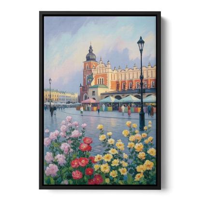 Krakow's Cloth Hall Front - Black Canvas Wall Art