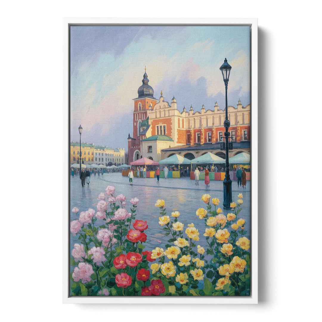 Krakow's Cloth Hall Front - White Canvas Wall Art