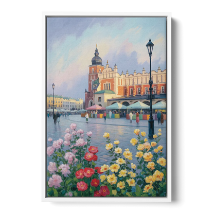 Krakow's Cloth Hall Front - White Canvas Wall Art