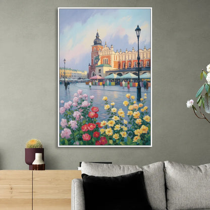 Krakow's Cloth Hall Living Room - White Canvas Wall Art