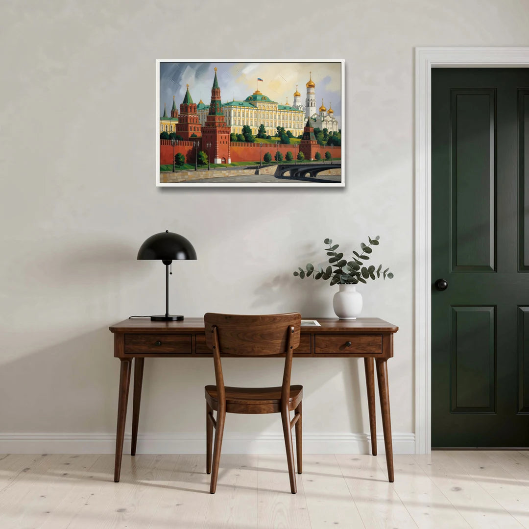 Kremlin Majesty - White Framed Canvas Wall Art - Office - 36x24