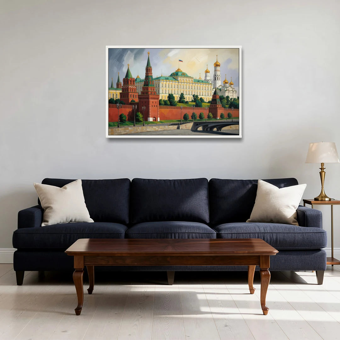 Kremlin Majesty - White Framed Canvas Wall Art - Sofa - 36x24