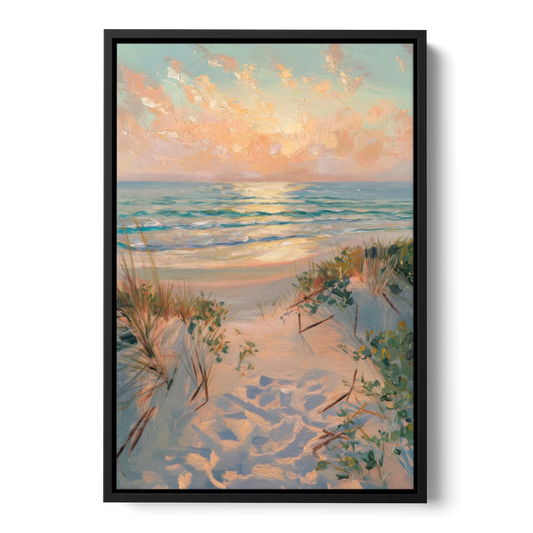 La Jolla Beachfront Serenity - Black Framed Canvas Wall Art - Front