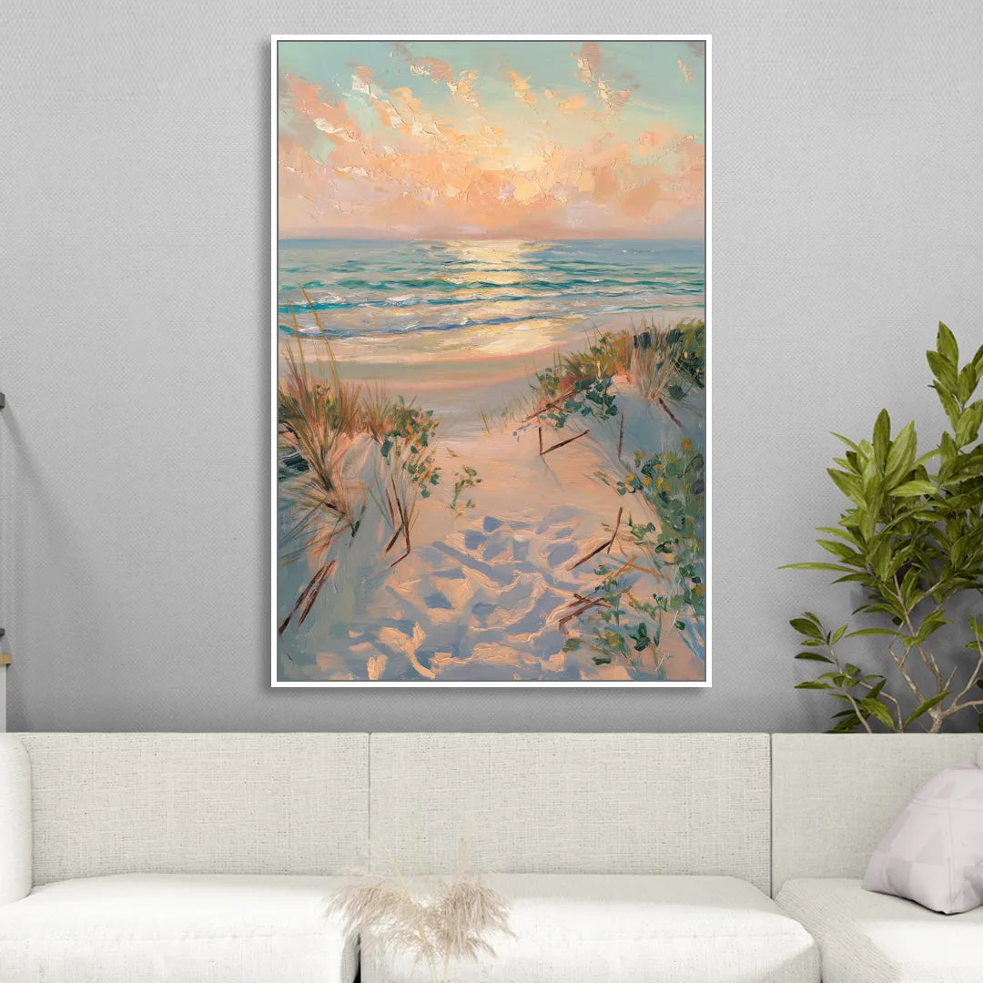 La Jolla Beachfront Serenity Living Room - White Canvas Wall Art
