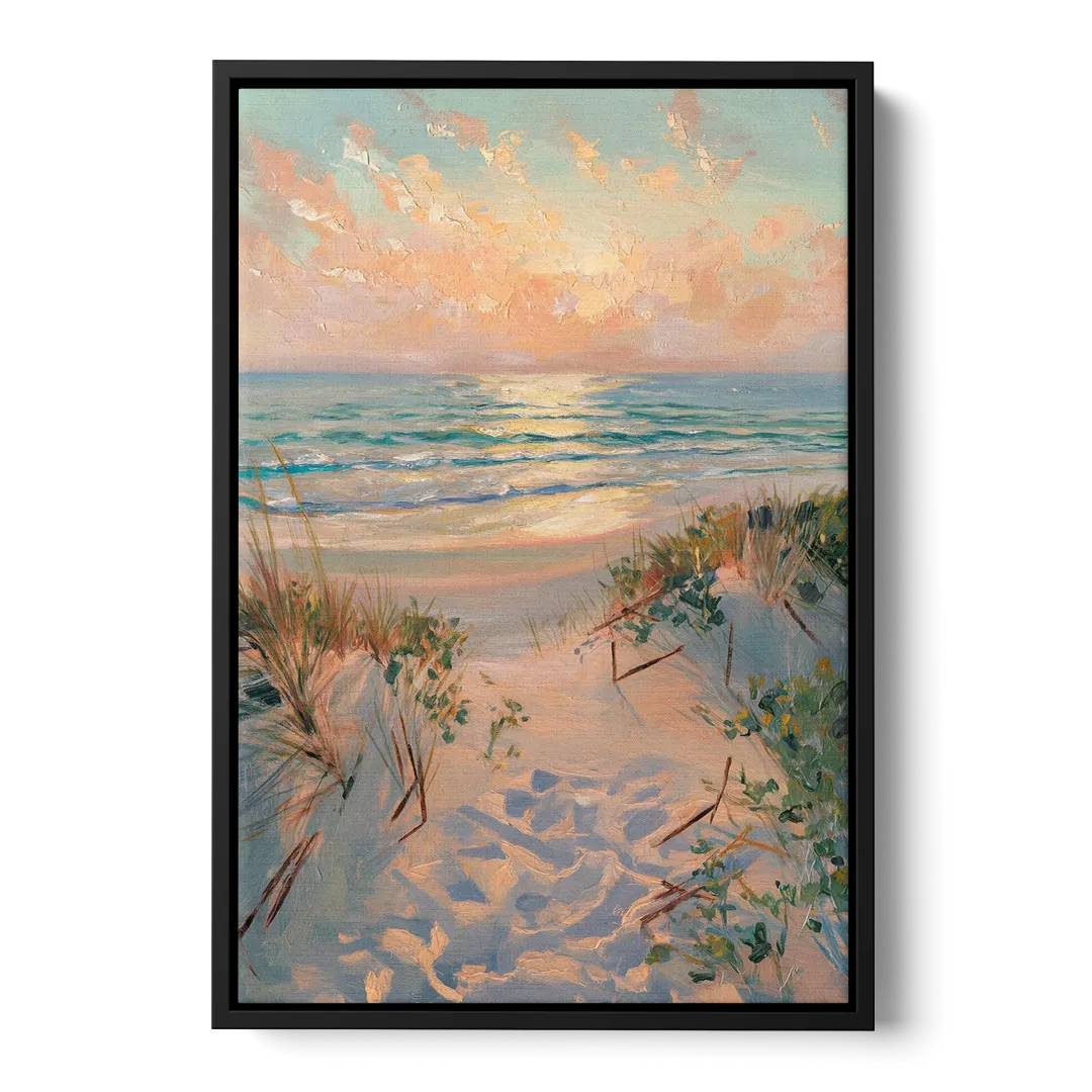 La Jolla Beachfront Serenity Front - Black Canvas Wall Art