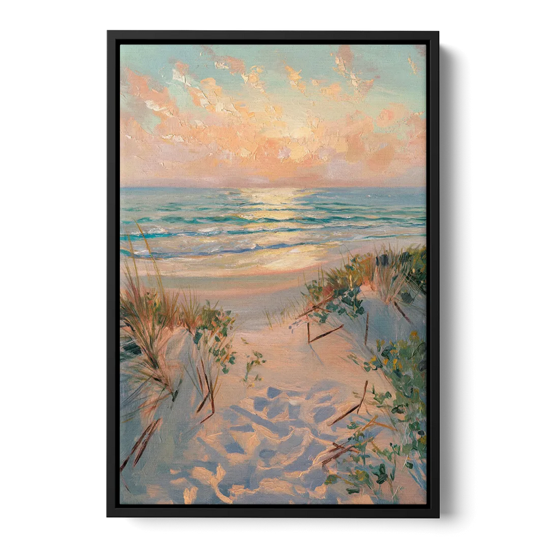 La Jolla Beachfront Serenity Front - Black Canvas Wall Art