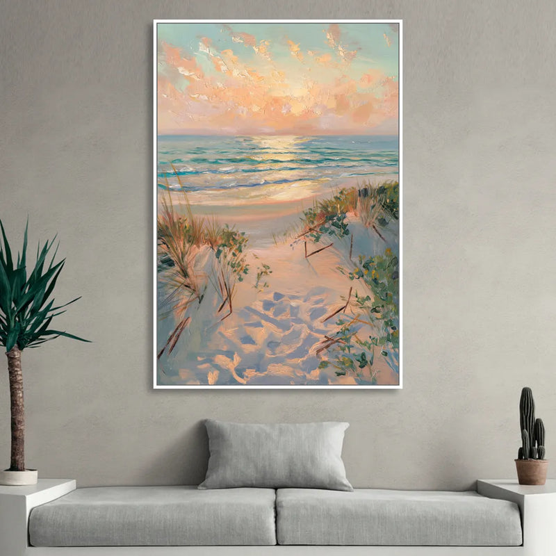 La Jolla Beachfront Serenity Sitting Room - White Canvas Wall Art