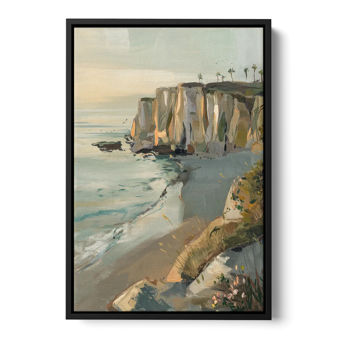 La Jolla Cliffside Beauty Front - Black Canvas Wall Art