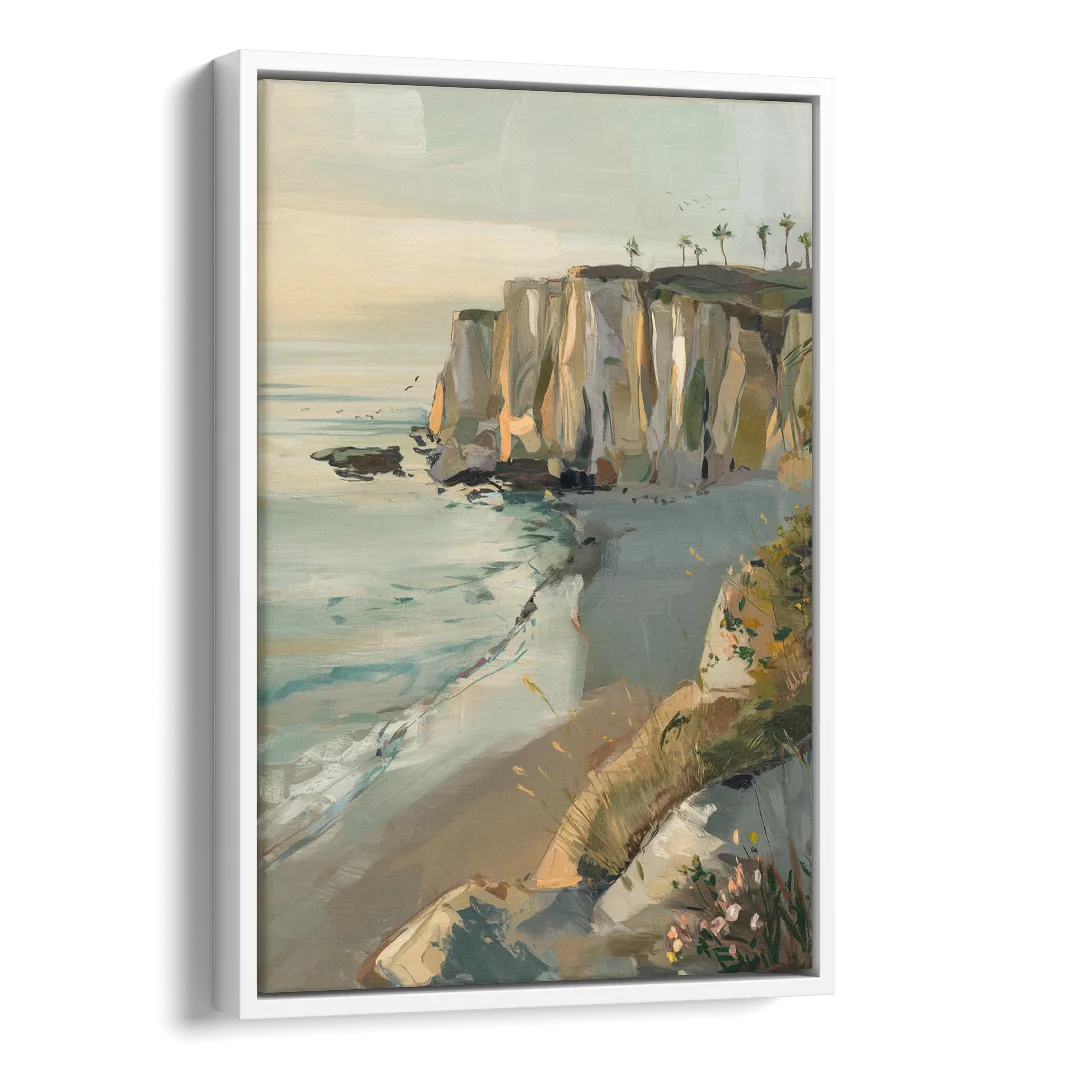 La Jolla Cliffside Beauty Side - White Canvas Wall Art