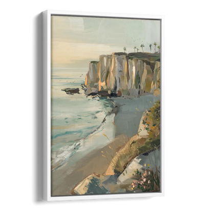 La Jolla Cliffside Beauty Side - White Canvas Wall Art