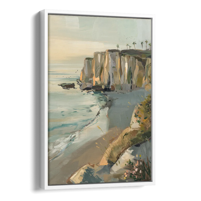 La Jolla Cliffside Beauty Side - White Canvas Wall Art