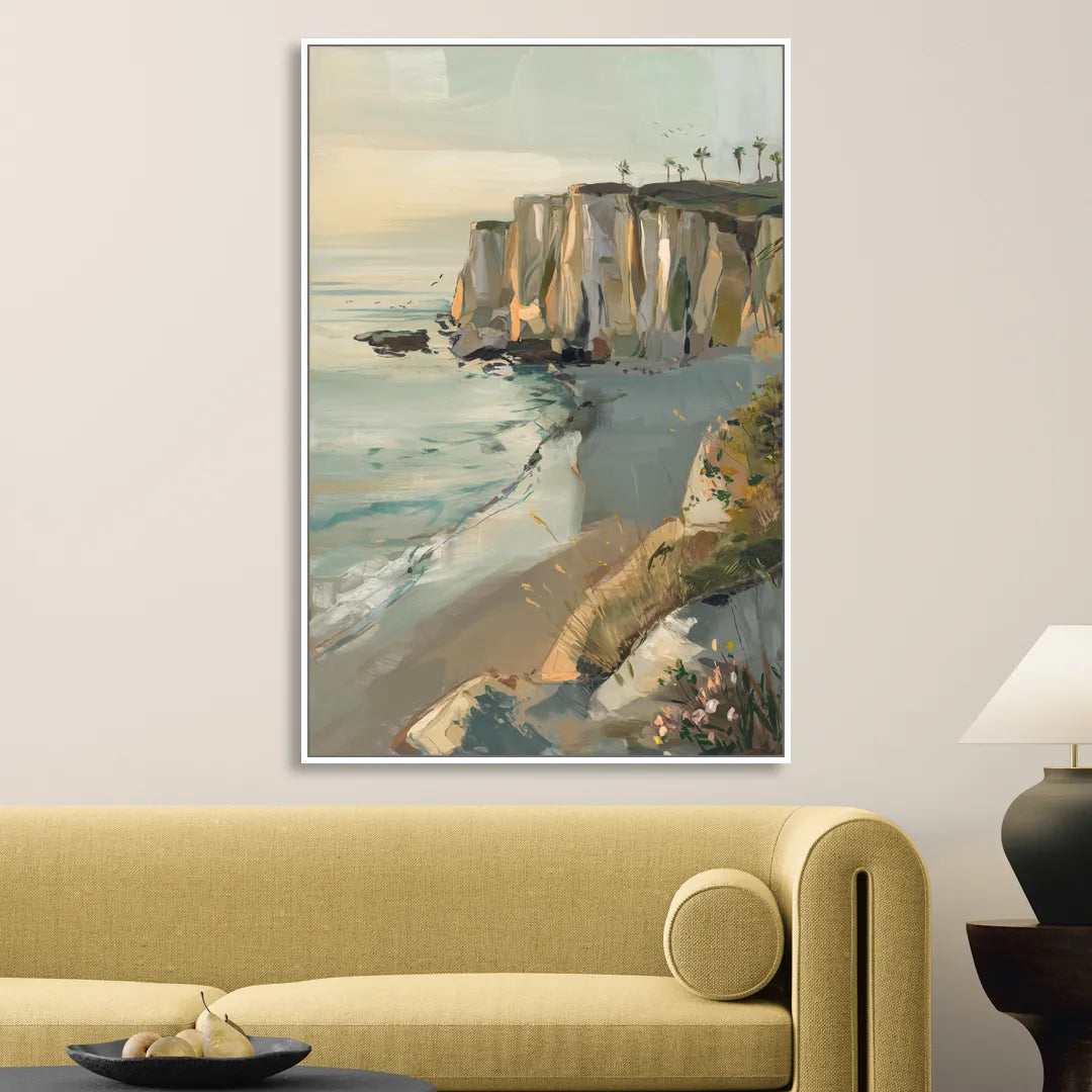 La Jolla Cliffside Beauty Sitting Room - White Canvas Wall Art