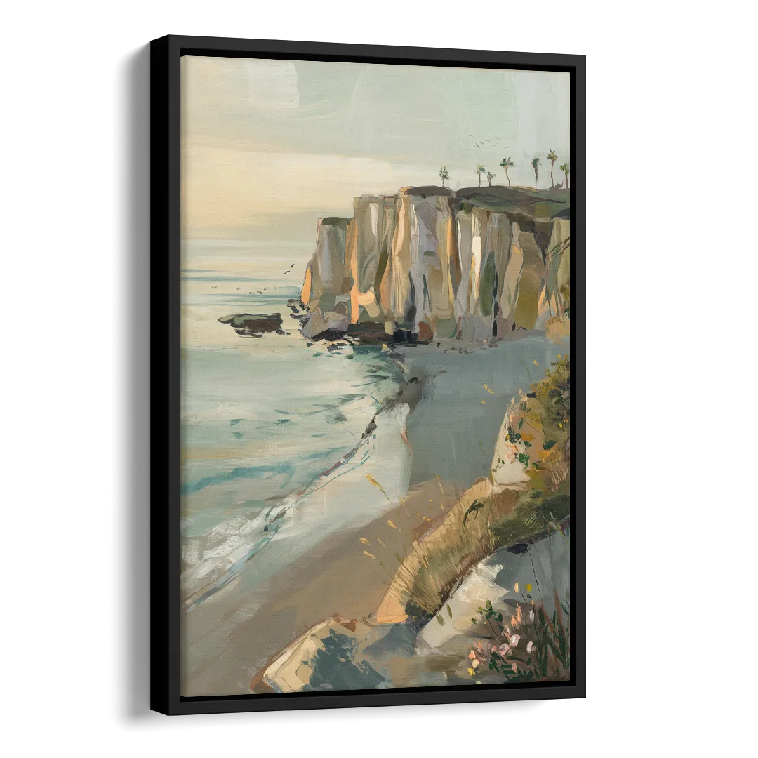 La Jolla Cliffside Beauty Side - Black Canvas Wall Art