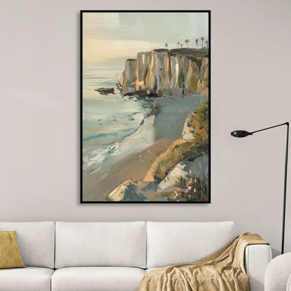 La Jolla Cliffside Beauty Living Room - Black Canvas Wall Art