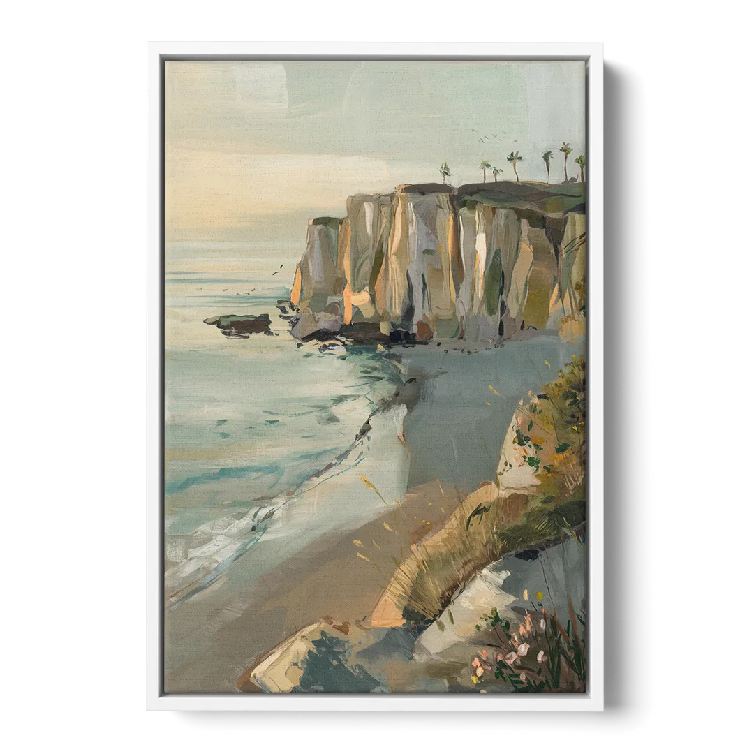 La Jolla Cliffside Beauty Front - White Canvas Wall Art