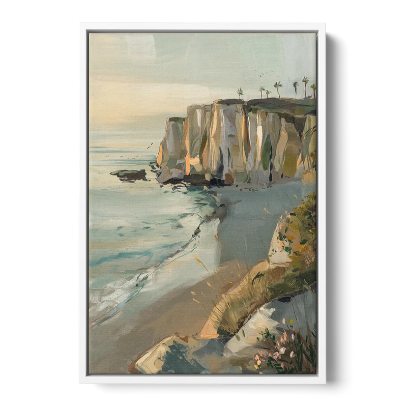 La Jolla Cliffside Beauty Front - White Canvas Wall Art