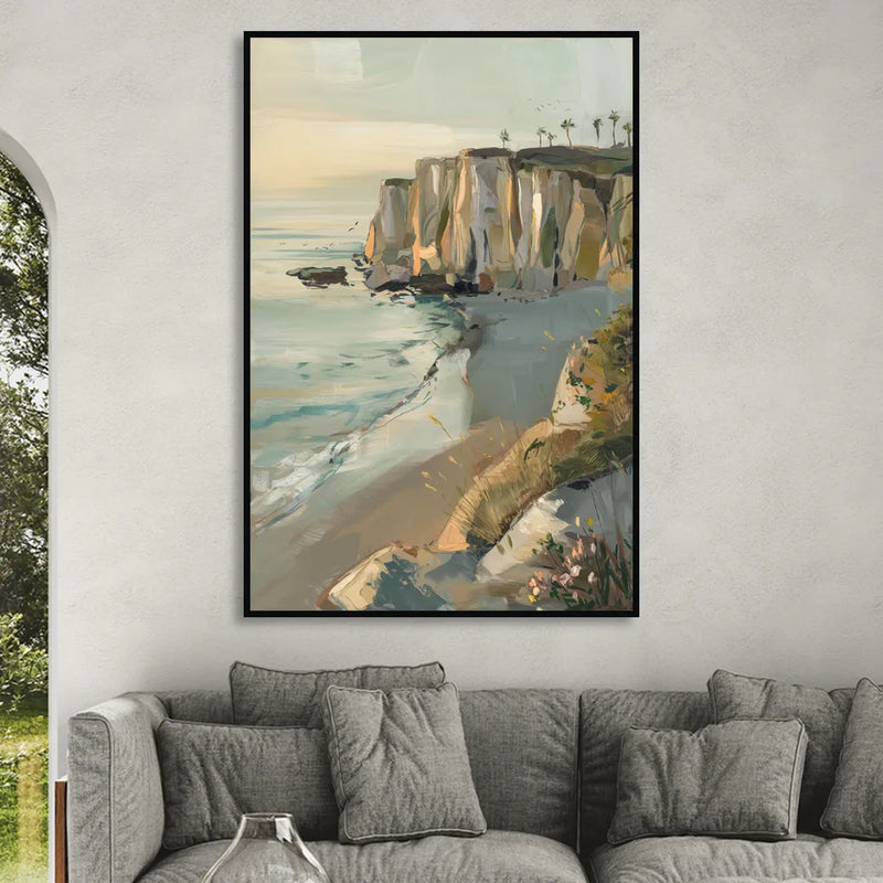 La Jolla Cliffside Beauty Sitting Room - Black Canvas Wall Art