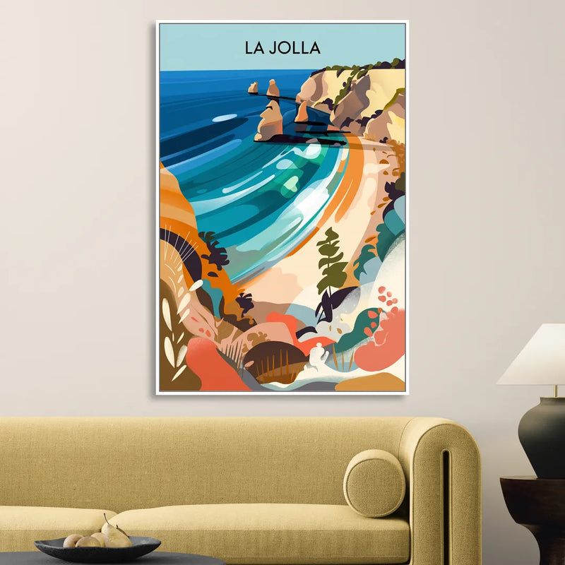 La Jolla Coastal Vibes Living Room - White Canvas Wall Art