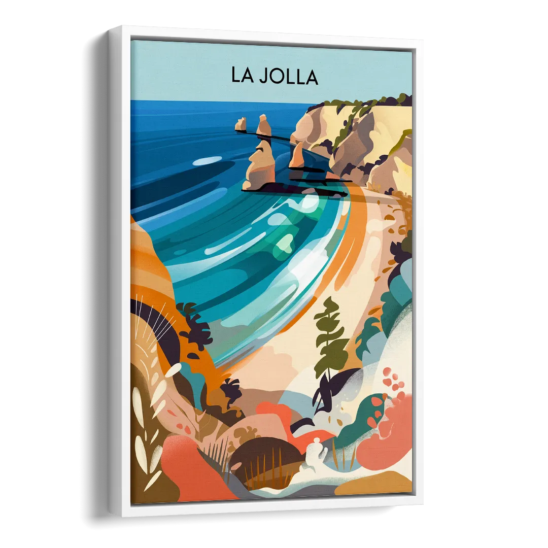 La Jolla Coastal Vibes Side - White Canvas Wall Art