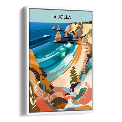La Jolla Coastal Vibes Side - White Canvas Wall Art