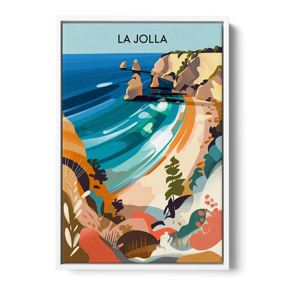 La Jolla Coastal Vibes Front - White Canvas Wall Art