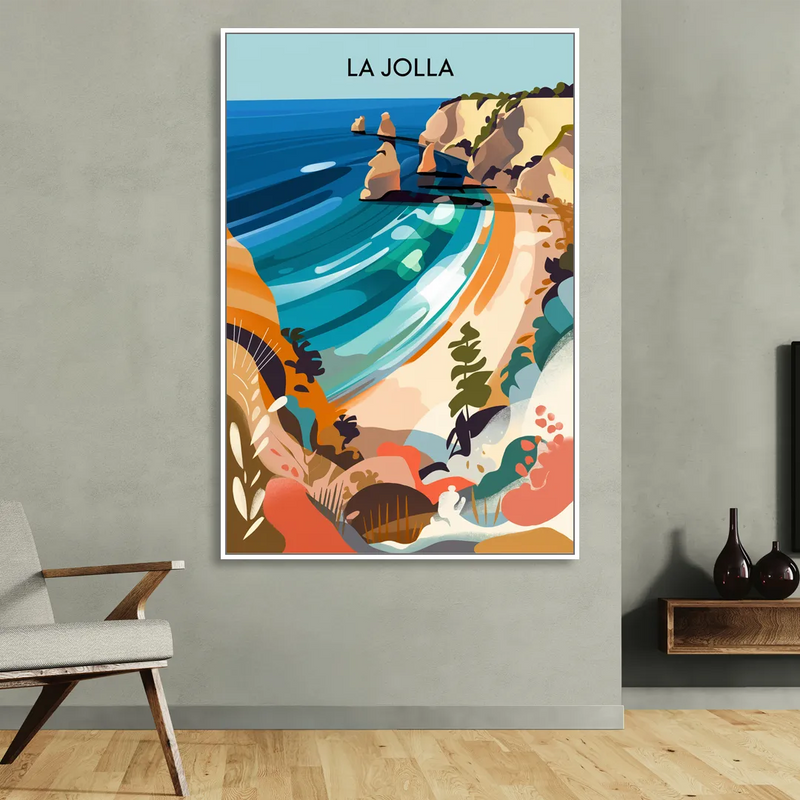La Jolla Coastal Vibes Sitting Room - White Canvas Wall Art
