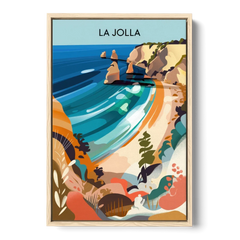 La Jolla Coastal Vibes - Oak Framed Canvas Wall Art - Front