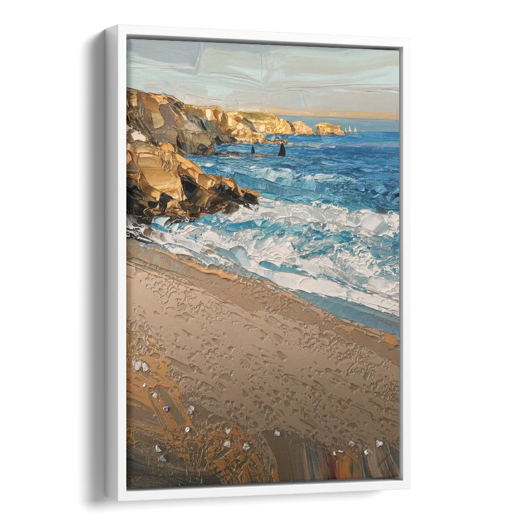 La Jolla Golden Coast Side - White Canvas Wall Art