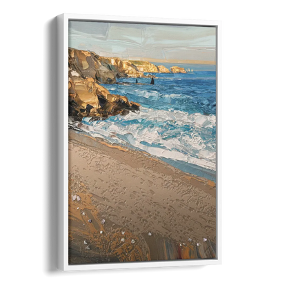 La Jolla Golden Coast Side - White Canvas Wall Art