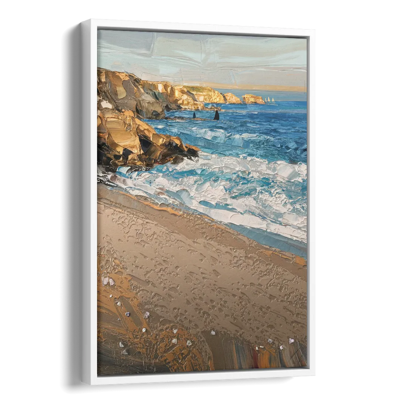 La Jolla Golden Coast Side - White Canvas Wall Art