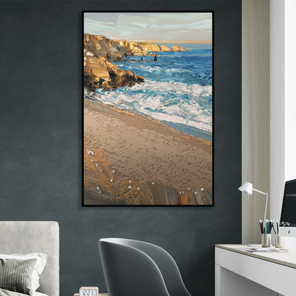 La Jolla Golden Coast Living Room - Black Canvas Wall Art