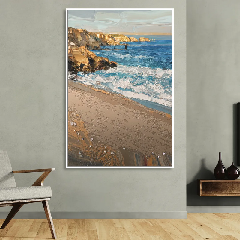 La Jolla Golden Coast Living Room - White Canvas Wall Art